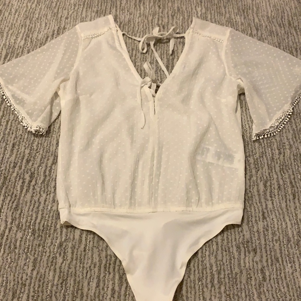 Abercrombie & Fitch white polka dot body suit